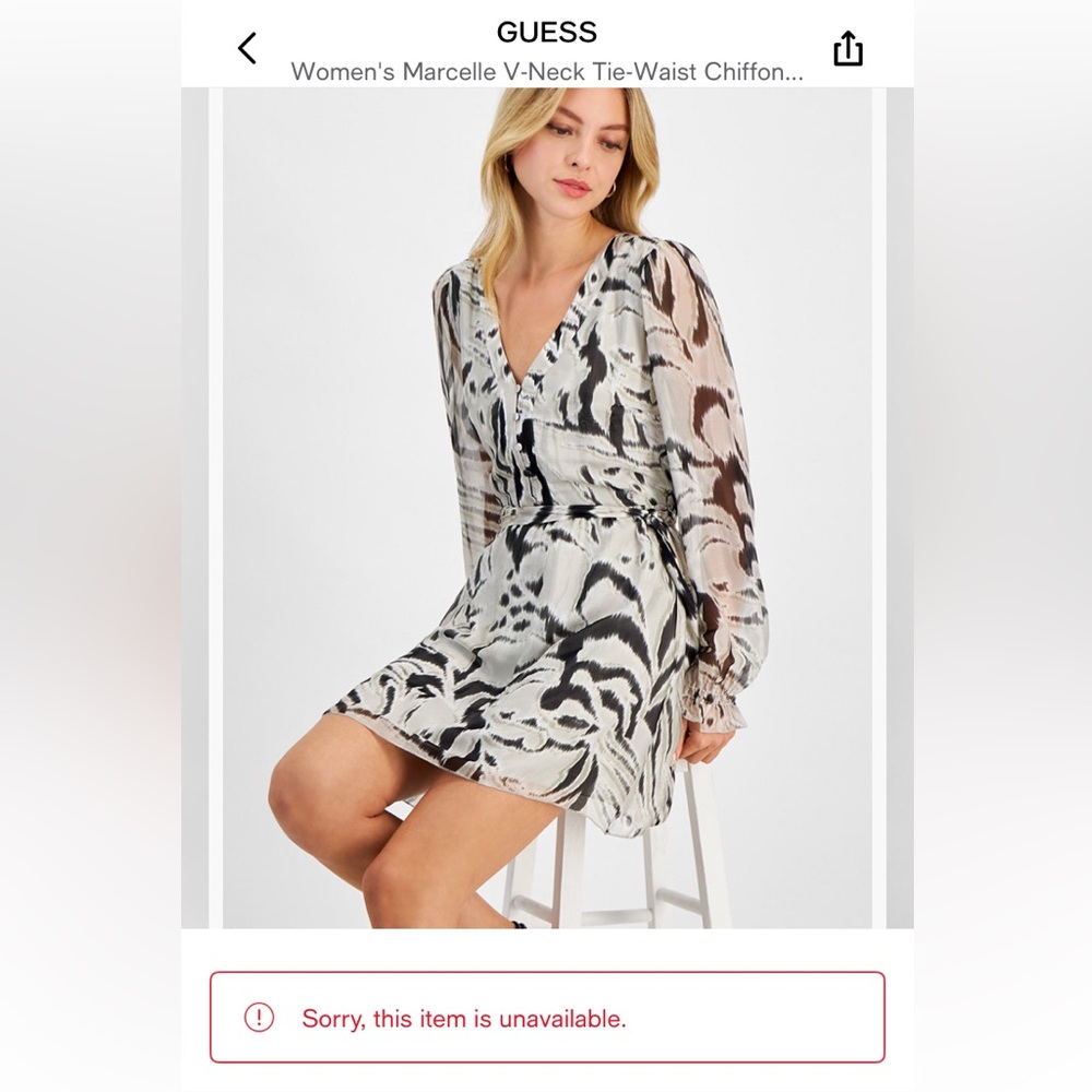 Guess zebra print chiffon dress.